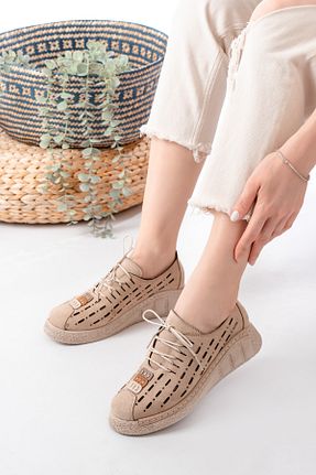 کفش پیاده روی بژ زنانه چرم مصنوعی Egepass - کد 924574499