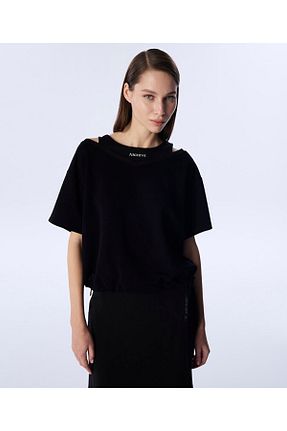 سوئیشرت مشکی زنانه اورسایز Twist - کد 924117257