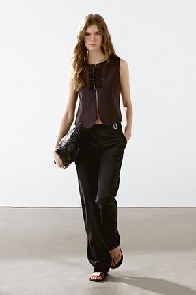 جلیقه قهوه ای زنانه رگولار Massimo Dutti - کد 905596158