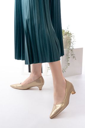 کفش پاشنه بلند کلاسیک بژ زنانه چرم Egepass - کد 924116273