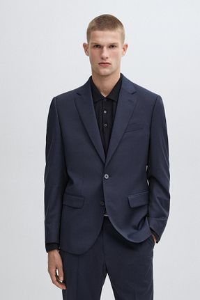 کت بلیزر سرمه ای مردانه پشم Massimo Dutti - کد 455769778