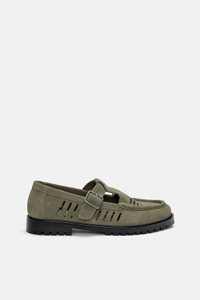 کفش لوفر خاکی مردانه چرم خالص Pull & Bear - کد 924158760