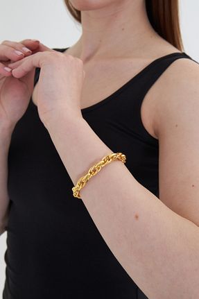 دستبند نقره طلائی زنانه 18 عیار Ventino Silver - کد 924152046