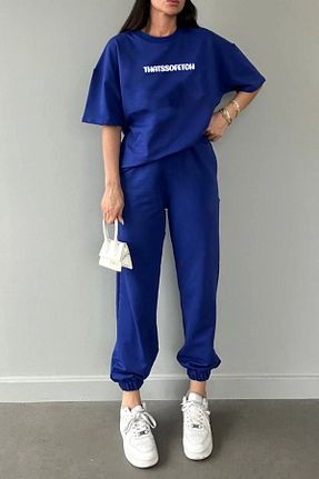 ست گرمکن سرمه ای زنانه پنبه پلی استر DUBU BUTİK - کد 730687559