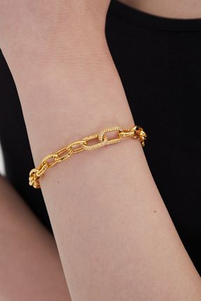 دستبند نقره طلائی زنانه 18 عیار Ventino Silver - کد 924153214