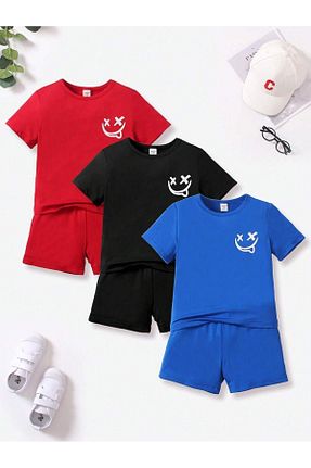 ست بالاتنه و پائین تنه قرمز بچه گانه بافت DUBU BUTİK - کد 818234787