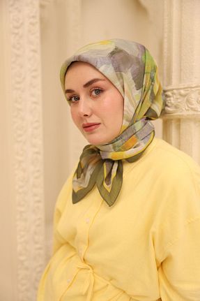 روسری خاکی پنبه ای Silk Home - کد 924204314