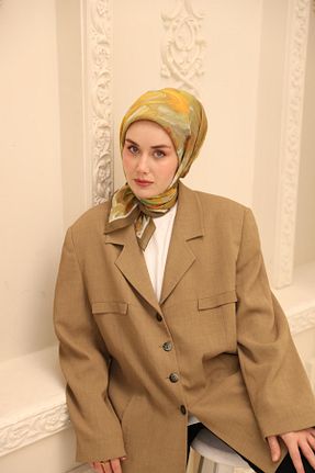 روسری خاکی پنبه ای Silk Home - کد 924204280