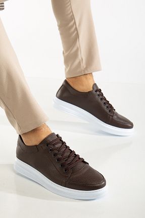 کفش اسنیکر قهوه ای مردانه چرم مصنوعی Zegeshoes - کد 922387751