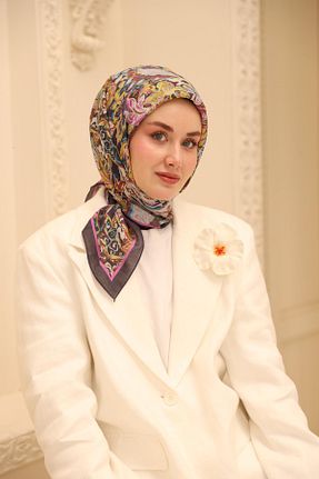 روسری طوسی پنبه ای Silk Home - کد 924204970