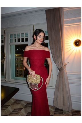 لباس مجلسی و فارغ التحصیلی زرشکی زنانه پنبه پلی استر ESRAHELVACI - کد 924182004