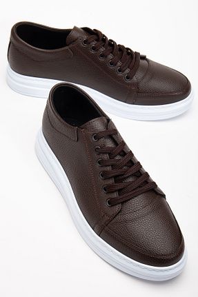 کفش اسنیکر قهوه ای مردانه چرم مصنوعی Zegeshoes - کد 922387751