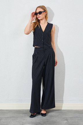 ست بالاتنه و پائین تنه مشکی زنانه بافتنی Tena - کد 924183108