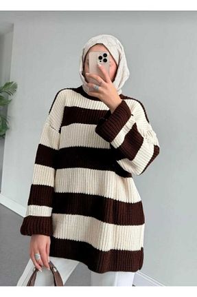 پلیور قهوه ای زنانه اورسایز Essewear - کد 924211074