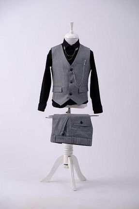 کت و شلوار طوسی بچه گانه یقه هفت Doctor junior - کد 736216466