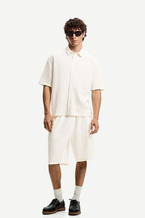 شلوارک و برمودا سفید مردانه اسلیم Bershka - کد 924220514