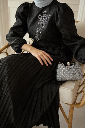 ست بالاتنه و پائین تنه حجاب مشکی رگولار InStyle - کد 924219639