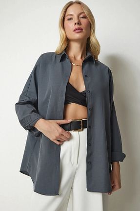 پیراهن طوسی زنانه اورسایز MODA - کد 885180135