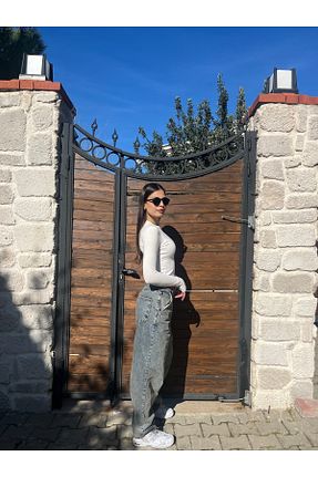 شلوار جین آبی زنانه پاچه پهن Home - کد 924226794