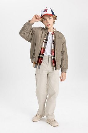کاپشن خاکی بچه گانه Bomber Defacto - کد 809012910