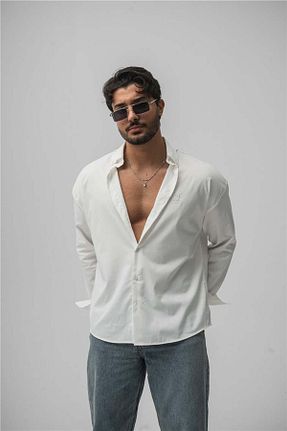 پیراهن سفید مردانه Asimetrik OUTFİT MAN - کد 924265517