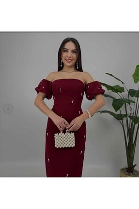 لباس زرشکی زنانه بافتنی MODA DURAĞI - کد 924285896