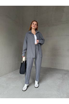 ست بالاتنه و پائین تنه طوسی زنانه بافتنی Cappmoda - کد 924288188