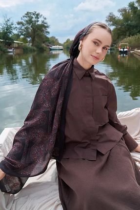 شال قهوه ای زنانه ED Scarf - کد 924316505