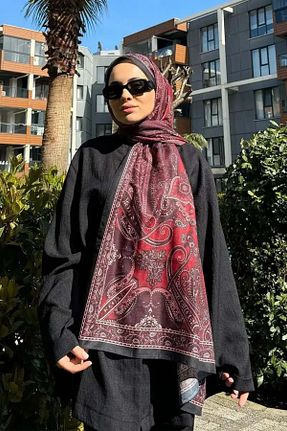 شال زرشکی زنانه پنبه ای Madame Polo - کد 924316057
