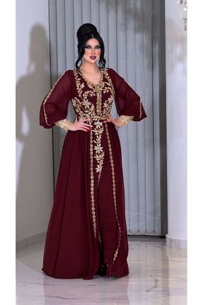 لباس مجلسی و فارغ التحصیلی زرشکی زنانه شیفون ZENABİYEM - کد 924332066