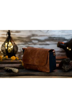 کیف پستچی آبی زنانه چرم خالص GUER - کد 924779995