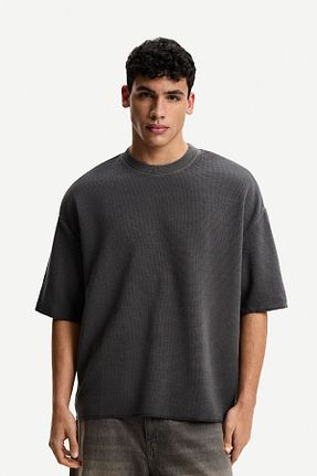 تیشرت طوسی مردانه Relaxed Bershka - کد 924330821