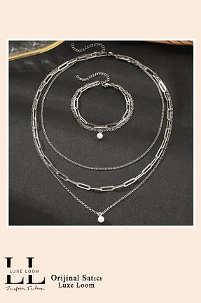 ست استیل طوسی زنانه استیل ضد زنگ Luxe Loom Zarafetin Işıltısı - کد 924319214