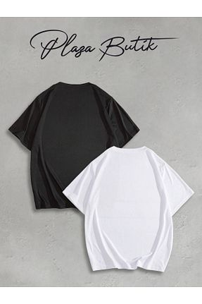 تیشرت سفید زنانه اورسایز Plaza Butik - کد 924346917