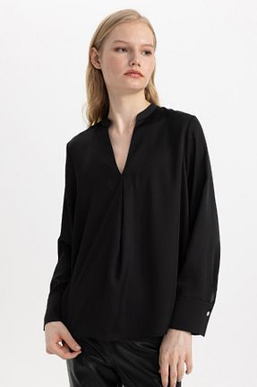 بلوز مشکی زنانه ساده Defacto - کد 812960028