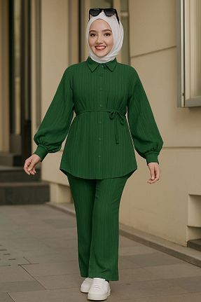ست بالاتنه و پائین تنه حجاب سبز زنانه اورسایز ECESSAMODAM - کد 924344860