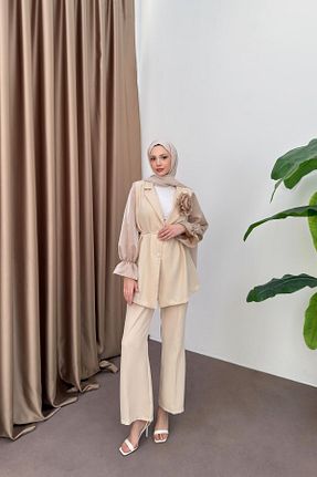 ست بالاتنه و پائین تنه طوسی زنانه بافتنی QUQA - کد 924359474