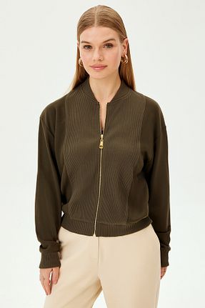 سوئیشرت خاکی زنانه ساده Allyco - کد 923554864