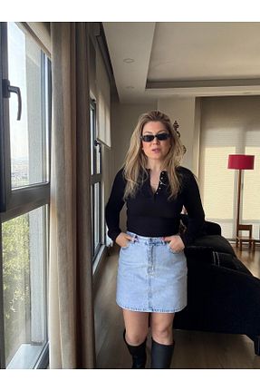 دامن آبی زنانه ساده Serpirella Butik - کد 924363204