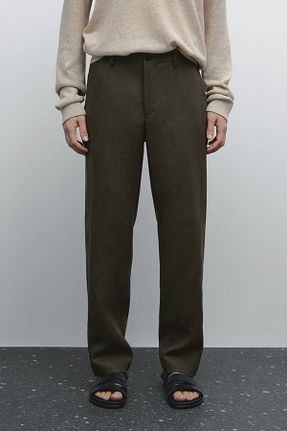 شلوار سبز مردانه کتان Massimo Dutti - کد 881753842