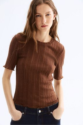 بادی قهوه ای زنانه یقه دوچرخه H&M - کد 924395503