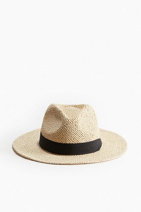 کلاه بژ زنانه حصیر H&M - کد 924397534