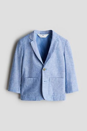 کت بلیزر آبی بچه گانه مخلوط کتان H&M - کد 925039400