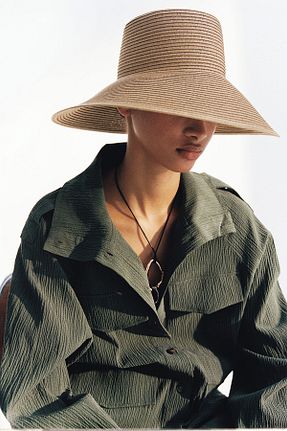 کلاه بژ زنانه حصیر H&M - کد 924396155