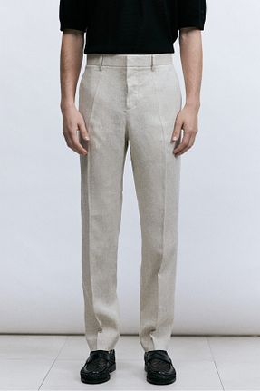 شلوار بژ مردانه کتان H&M - کد 924396277