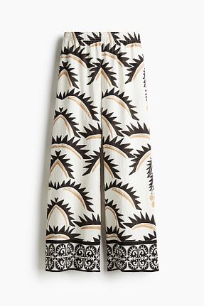 شلوار سفید زنانه کتان H&M - کد 924396690