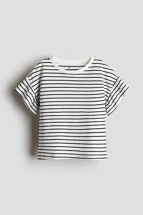 تیشرت سفید بچه گانه یقه دوچرخه H&M - کد 925038940