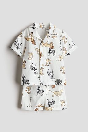 ست بالاتنه و پائین تنه سفید بچه گانه پنبه ای H&M - کد 925938117