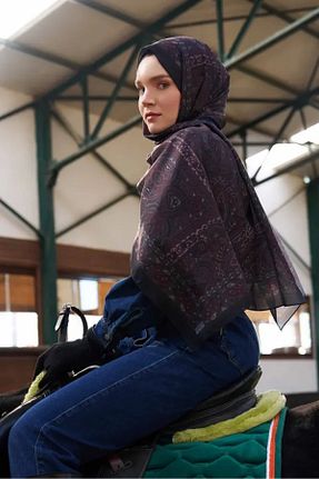 شال قهوه ای زنانه پلی استر Madame Polo - کد 924395601
