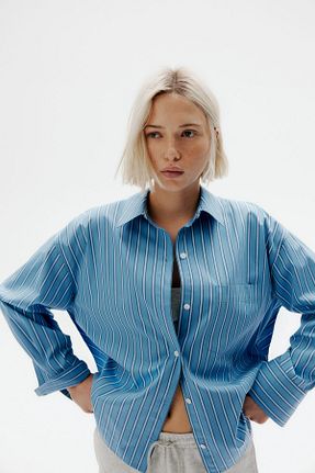 پیراهن آبی زنانه اورسایز H&M - کد 924395248